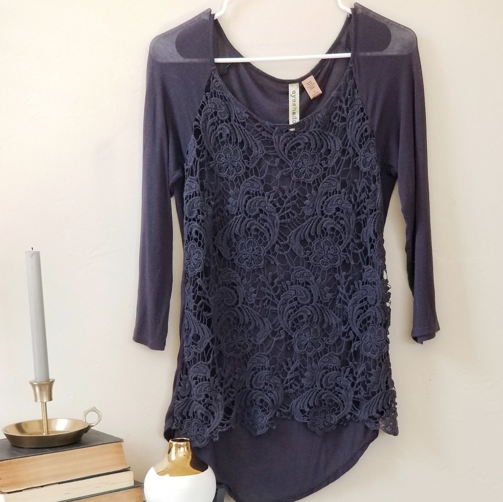 Eyeshadow Crochet Knit Blouse (M)
